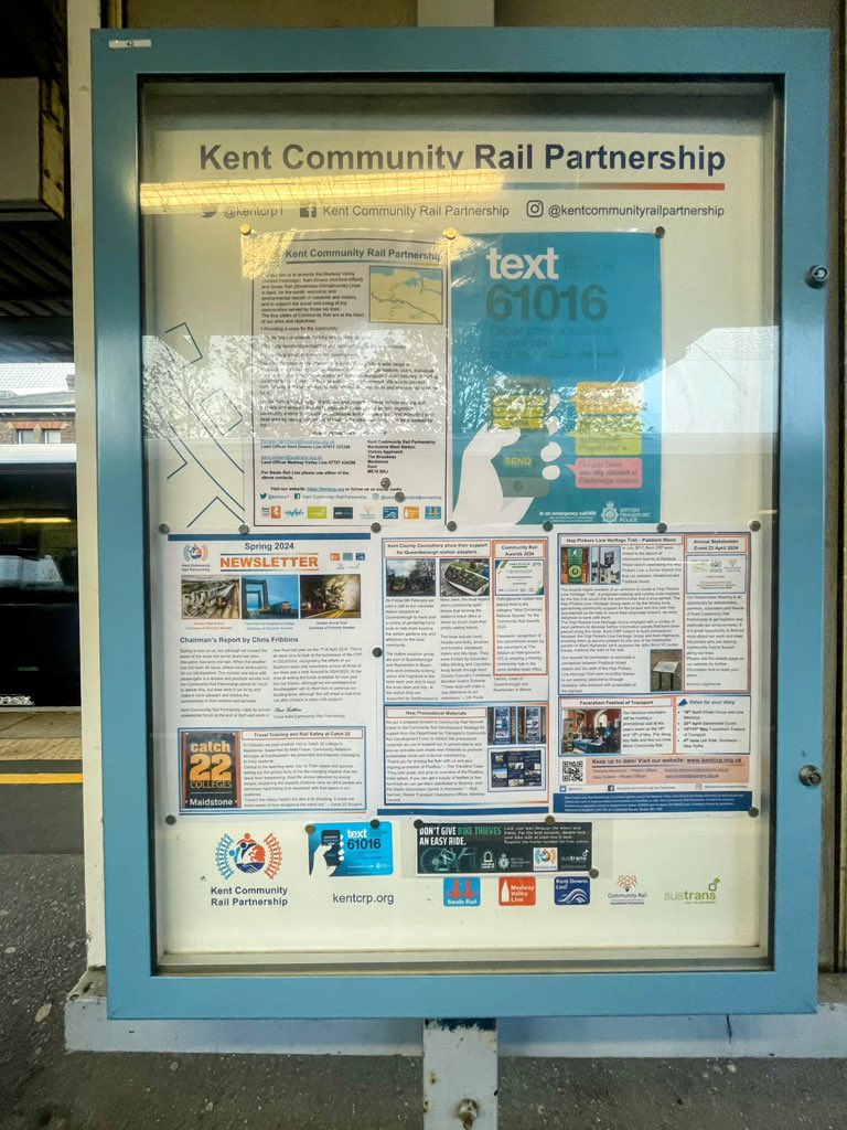 Sittingbourne & Sheerness noticeboards updated ✅✅✅

The @KentCRP1 noticeboards have been updated, with our new spring 2024 newsletter at @Se_Railway Sittingbourne & Sheerness-On-Sea stations. 

Time to go home…….. 😴💤