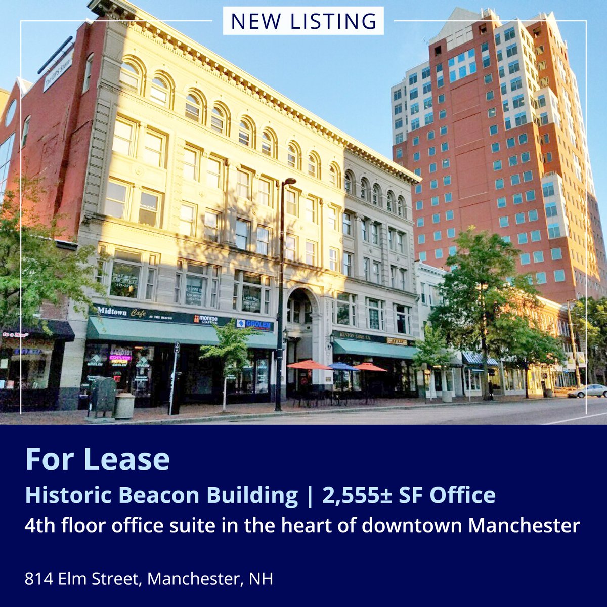 NEW LISTING! 2,555± SF downtown office space on the 4th floor available for lease in #ManchesterNH. Click here for more info: ow.ly/N1uj50RayFJ
#MarketLeader #Office #Lease