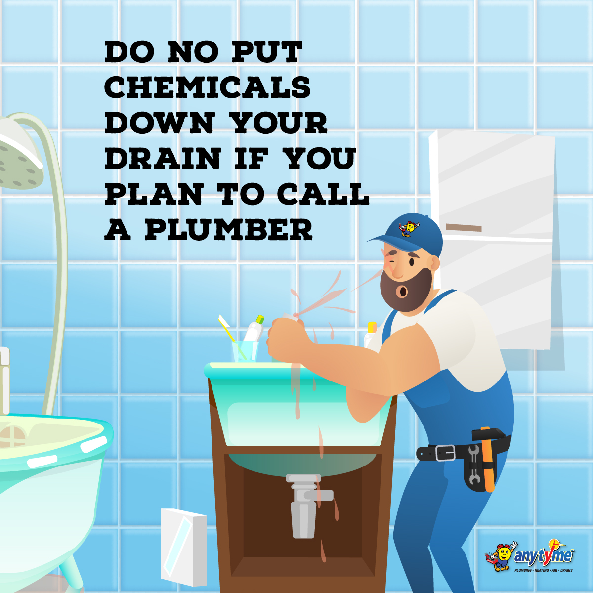 Do no put chemicals down your drain if you plan to call a plumber.
.
.
.
.
.
#1800anytyme #anytyme #drain #chemicals #clog #diy #plumbing #plumber #bathroom #sink #house #home #realestate #sandiego #sandiegocounty #smallbusiness
