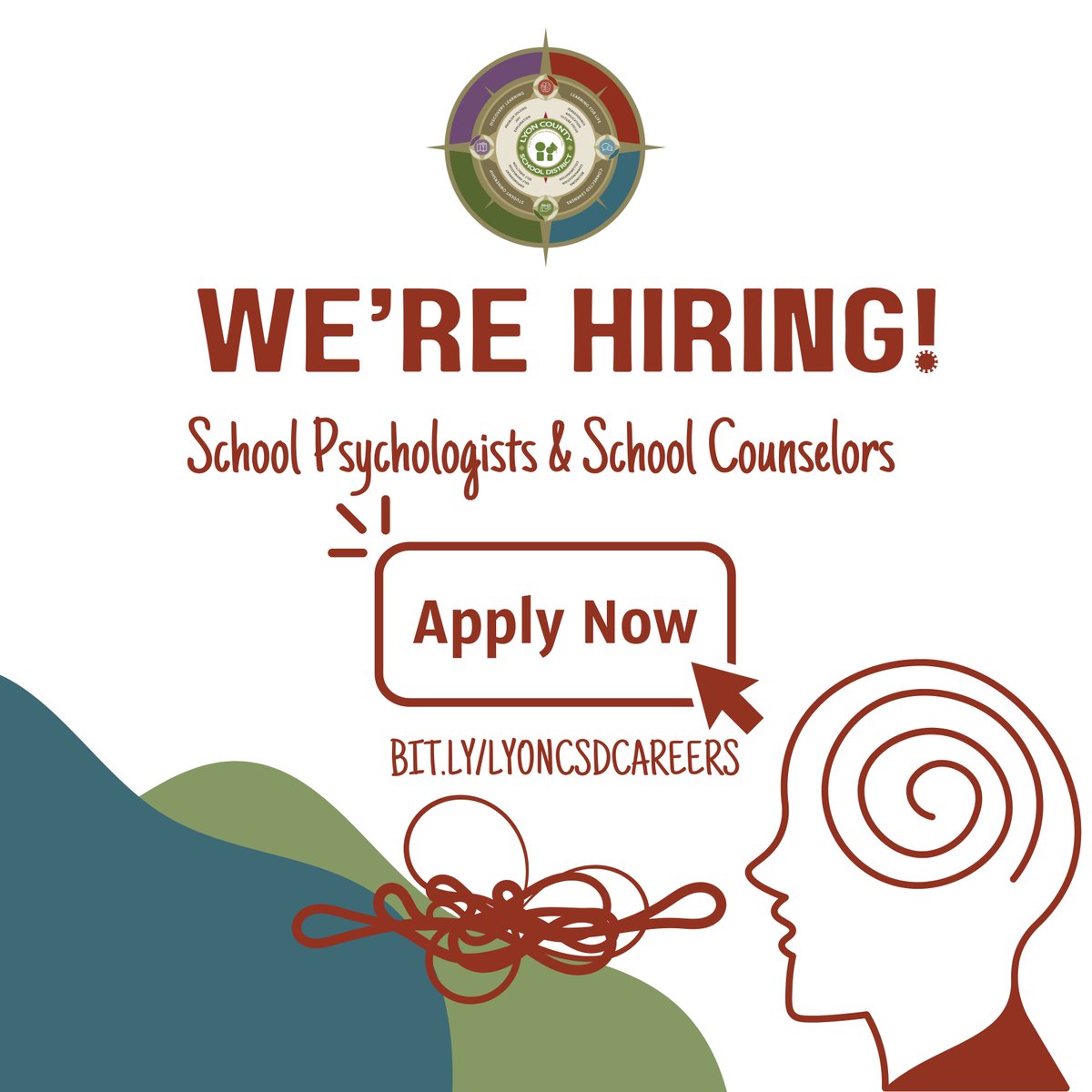 🧠💼 Lyon County School District is hiring school psychologists & counselors! $3K hiring bonus to make a difference in students' lives. Apply: bit.ly/lyoncsdcareers 🎓✨ #SchoolPsychologist #SchoolCounselor #JoinUs