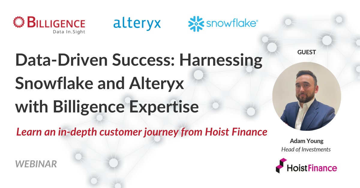Dig into a brilliant use case leveraging @SnowflakeDB and Alteryx for transformative #DataAnalytics, presented with insights from @billigence and joint customer Hoist Finance's journey.

Register for your roadmap to mastering #DataDriven strategies:

👉 ow.ly/f2z150RcMj5
