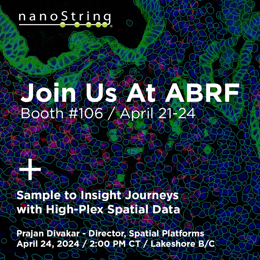 Excited for ABRF '24 in Minneapolis next week? We can't wait! Don't miss our in-program presentation during the Spatial Genomics Technology Landscape and Considerations for Adoption session. See you there! #ABRF2024 #NanoString #SpatialBiology 👉 bit.ly/3Q4hUkU
