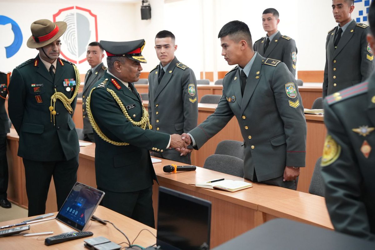 India in Uzbekistan (@amb_tashkent) on Twitter photo Chief of Army Staff General Manoj Pande inaugurated the newly established state-of-the-art IT lab at the Academy of Armed Forces of Uzbekistan during his visit to the institution. 1/2
<a href="/DrSJaishankar/">Dr. S. Jaishankar</a> <a href="/IndianDiplomacy/">Indian Diplomacy</a> <a href="/MEAIndia/">Randhir Jaiswal</a> <a href="/uzbekmfa/">Uzbekistan MFA 🇺🇿</a> <a href="/DefenceMinIndia/">रक्षा मंत्री कार्यालय/ RMO India</a> Chief of Army Staff General Manoj Pande inaugurated the newly established state-of-the-art IT lab at the Academy of Armed Forces of Uzbekistan during his visit to the institution. 1/2
<a href="/DrSJaishankar/">Dr. S. Jaishankar</a> <a href="/IndianDiplomacy/">Indian Diplomacy</a> <a href="/MEAIndia/">Randhir Jaiswal</a> <a href="/uzbekmfa/">Uzbekistan MFA 🇺🇿</a> <a href="/DefenceMinIndia/">रक्षा मंत्री कार्यालय/ RMO India</a>