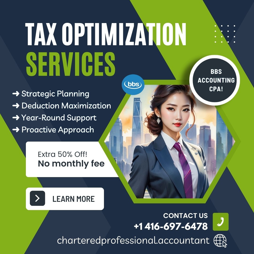 Maximize your tax savings with BBS Accounting CPA's Tax Optimization Services! 
See More: charteredprofessional.accountant

#BBSAccounting #TaxOptimization #FinancialFreedom #TaxSavings #AccountingServices #FinancialGoals #StrategicPlanning #DeductionMaximization #ComplianceAssurance