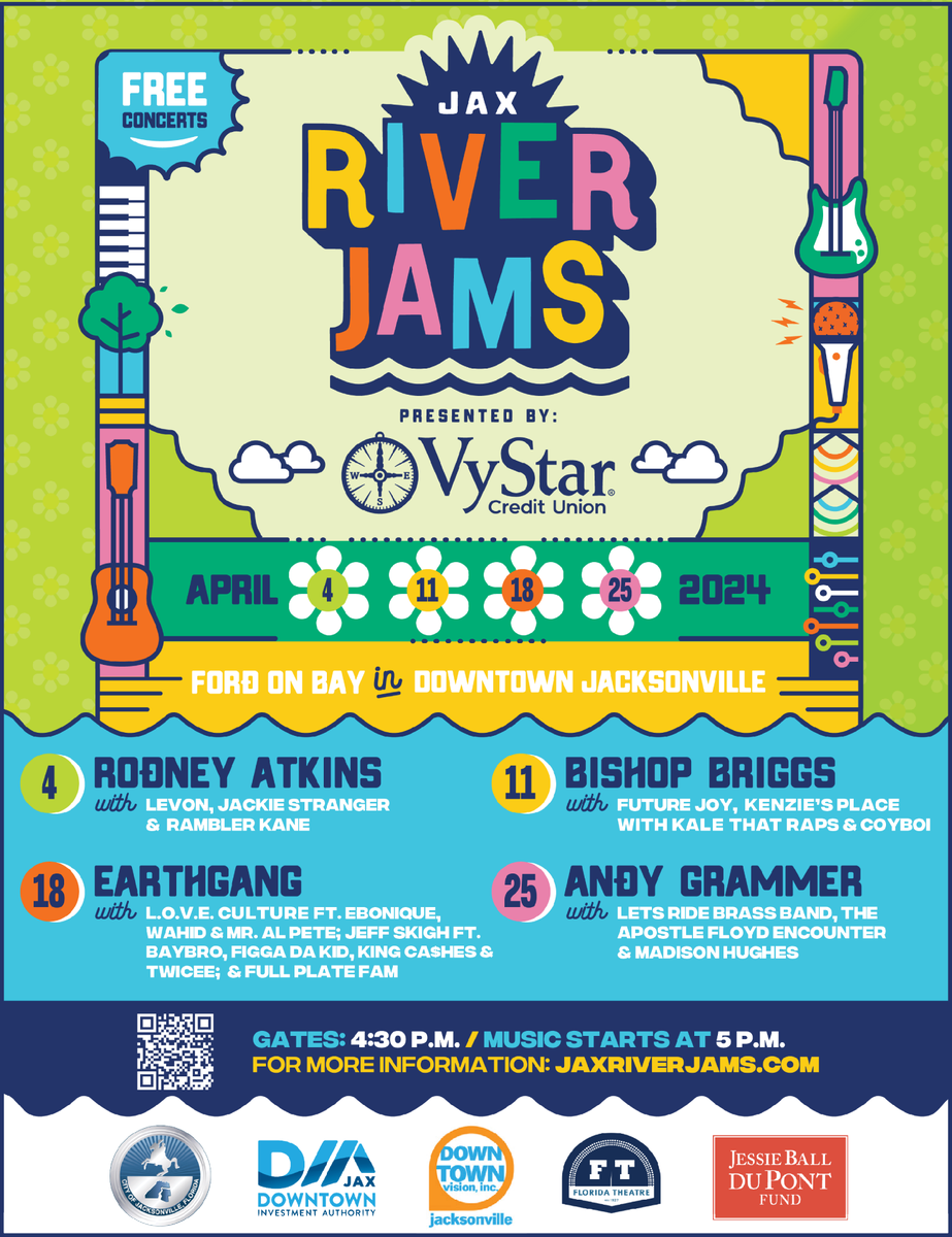 Free this evening? Make your way down to River Front Plaza for the third round of Jax River Jams with Earth Gang, presented by Vystar Credit Union! This is an event you won't want to miss!🎤🎵🪩🕺

#freeconcert #jacksonville #altweekly #magazine