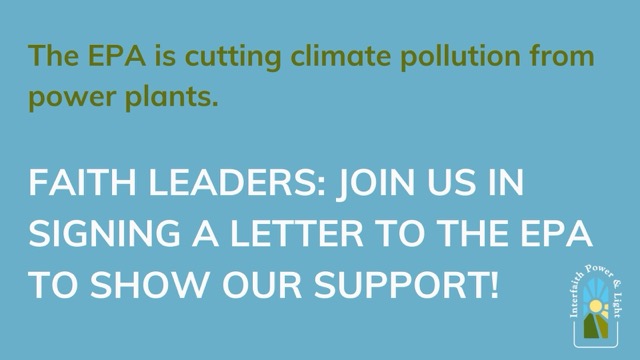 Faith Leaders: Add your name to our letter to the EPA thanking them for cutting climate pollution from power plants

action.interfaithpowerandlight.org/faithleadercar…

#Faiths4Climate #CutClimatePollution