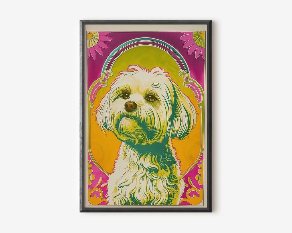 Add a burst of color to your afternoon with our vibrant Havanese print. Brighten your walls and your mood at pr0j3ct94.etsy.com. #Havanese #VibrantArt #HomeDecor #EtsyArtists 🌺🐶 Link in bio for this fluffy delight instagr.am/p/C56fCUGPDlz/
