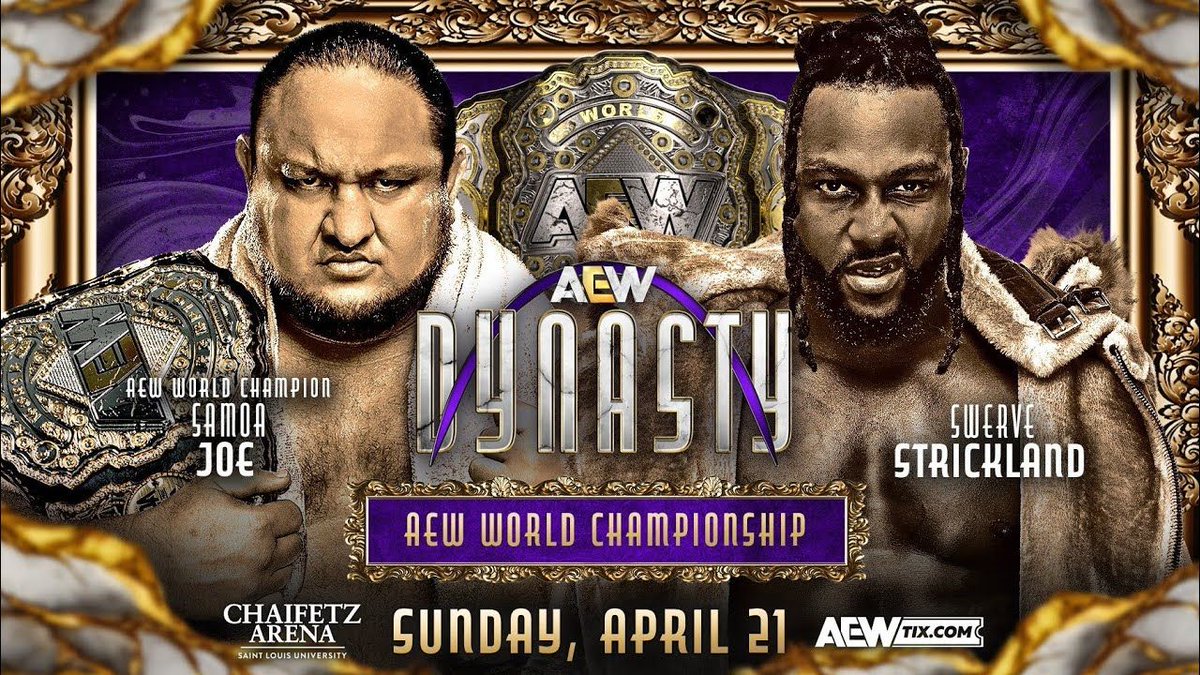 Samoa Joe vs. Swerve Strickland 🍿 The AEW World Championship is on the line this Sunday at #AEWDynasty streaming live in the B/R app at 8pm ET Tap in to purchase: br.app.link/UKa3BswFQIb