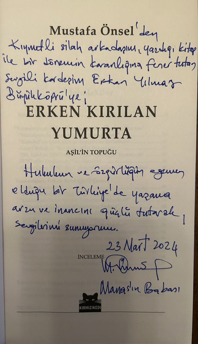 Sevgili büyüğüm, abim, komutanım, Manas’ın babası @mustafaonsel 7. kitabında 15 Temmuz gecesini ve sonrasını anlatıyor.15 Temmuz ile ilgili merak ettiklerinizin hepsi bu kitapta. Nezaket göstermiş ve bana da imzalayıp göndermiş.Emeğine, kalemine sağlık komutanım. Okuru bol olsun.