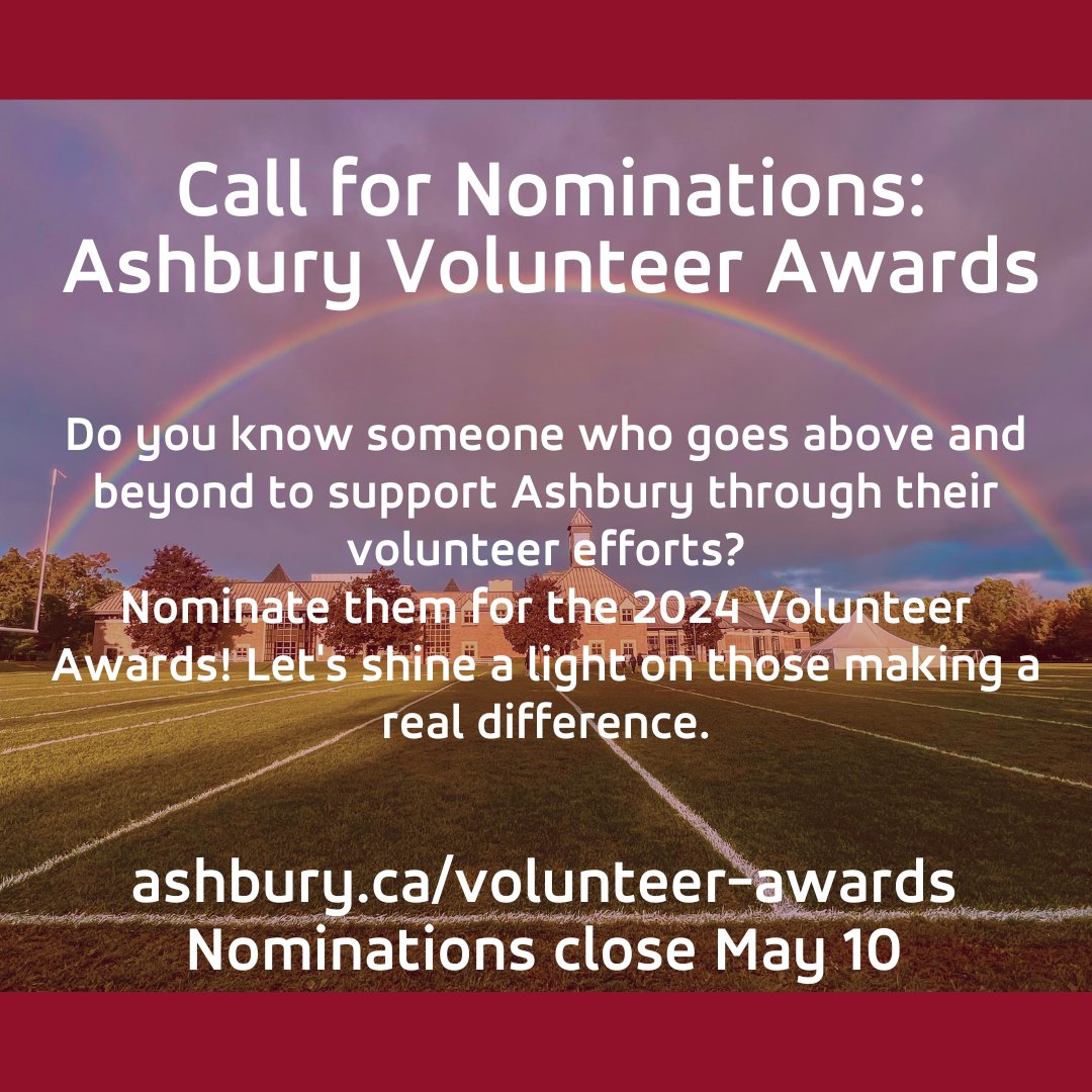 Do you know an individual who goes above and beyond to support Ashbury through their volunteer efforts? Nominate them for the Ashbury Volunteer Awards before May 10 at ashbury.ca/volunteer-awar… and help shine a light on those making a difference! #volunteer