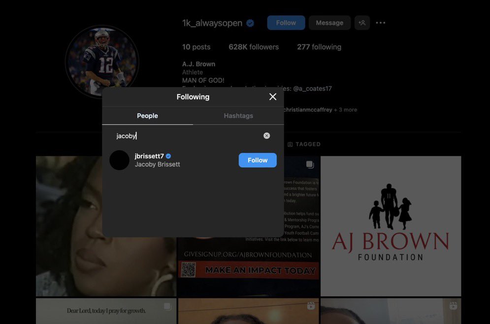 REPORT: #Eagles WR AJ Brown just followed #Patriots QB Jacoby Brissett and WR KJ Osborn on IG, per @SportsFellow_. Brown also changed all his profile pictures to Tom Brady and New England de facto GM Elliott Wolf said today the team is in trade talks for receivers.