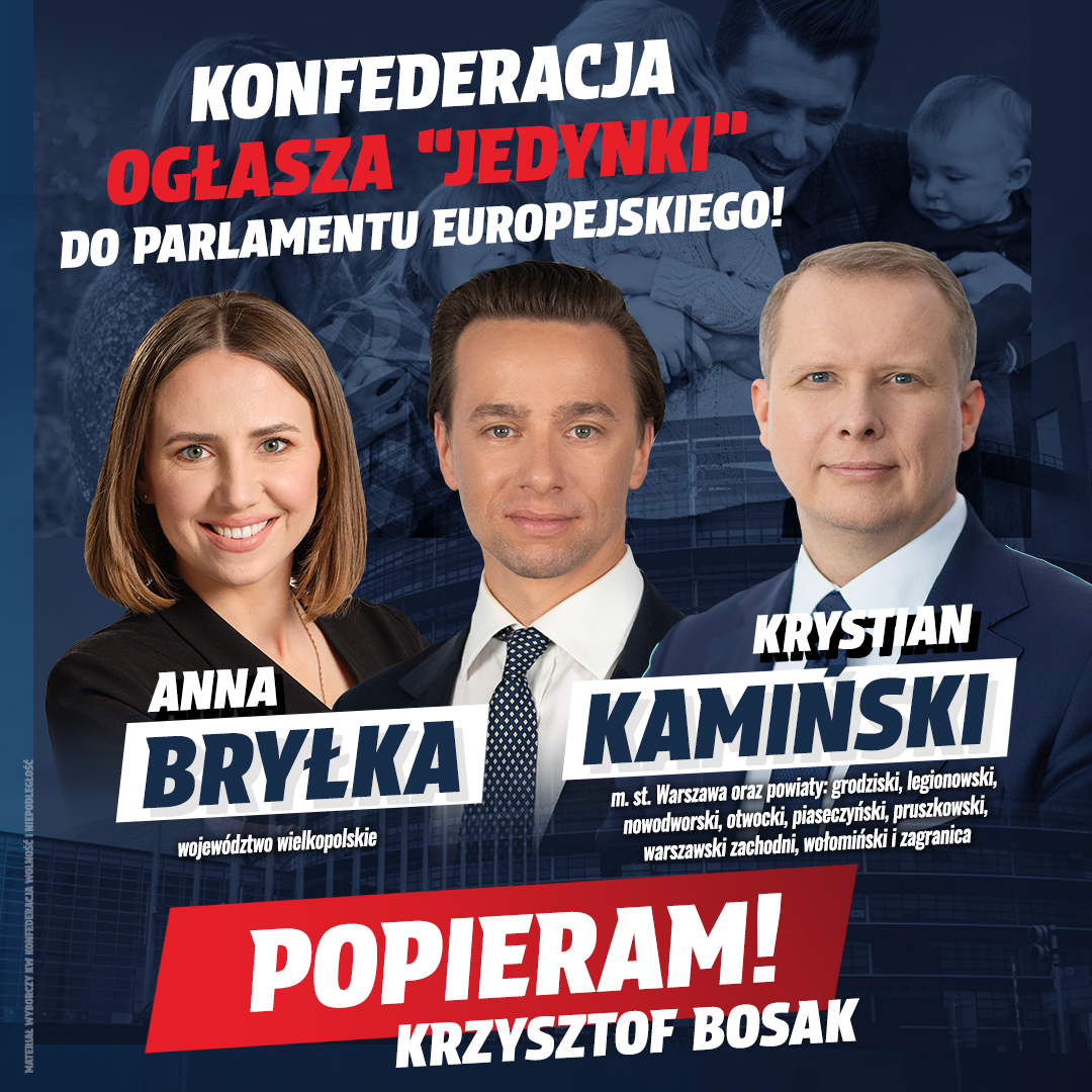 Kandydaci, których rekomenduję do Parlamentu Europejskiego z list Konfederacji 👇🏻 ✅ @annabrylka - lider listy w Wielkopolsce. ✅ @K_Kaminski_ - lider listy w Warszawie i powiatach podwarszawskich, a także statki i zagranica. Podaj dalej! Wesprzyj kampanię Konfederacji!…