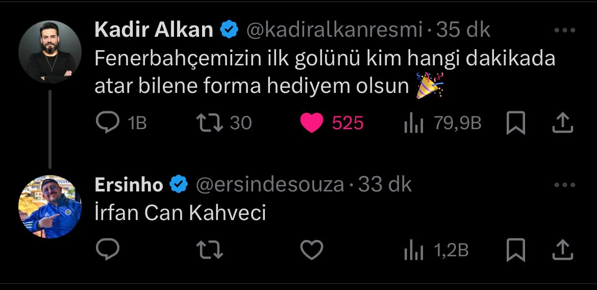 Kadir ağabey, İrfan Can Kahveci dedim. Dakikayı boşver. Hediyeyi yolla be :) @kadiralkanresmi