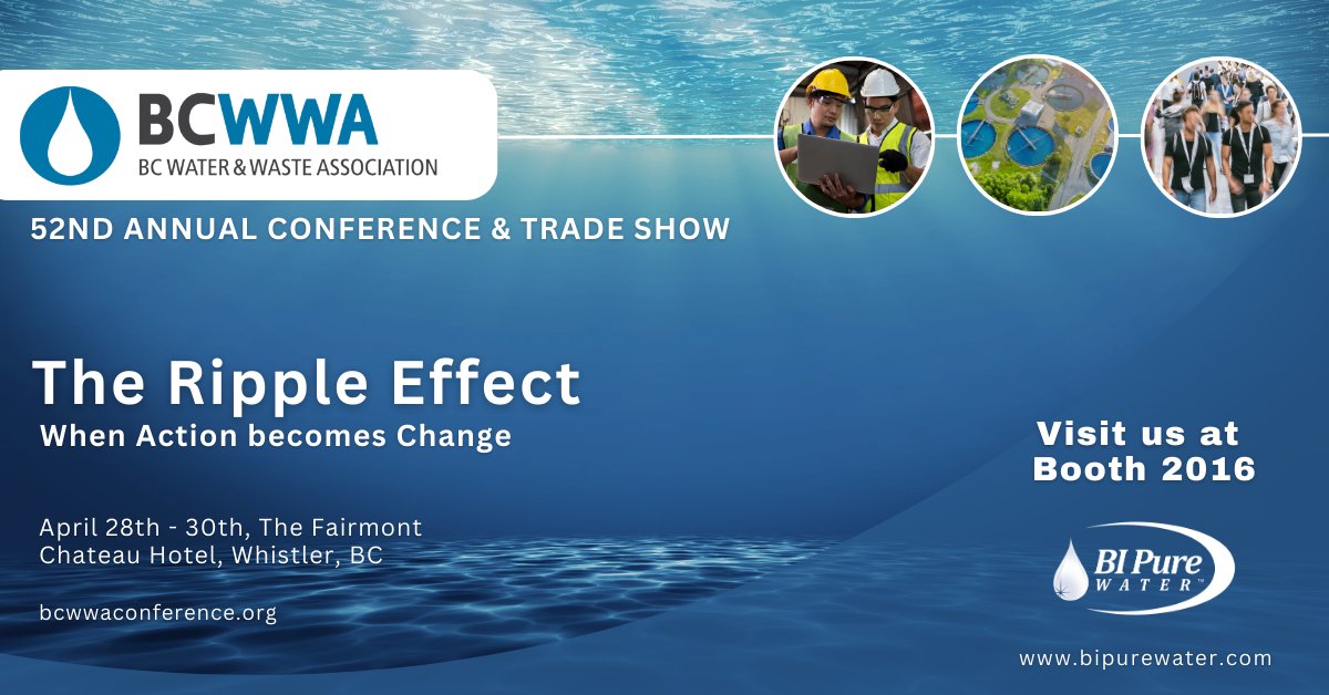 This time next week we'll be heading to Whistler for the 52nd @BCWWA Annual Conference and Trade Show.

Visit our Team at booth 2016. We want to talk to you!

#water #watertreatment #wastewatertreatment #drinkingwater #potablewater #construction #bc