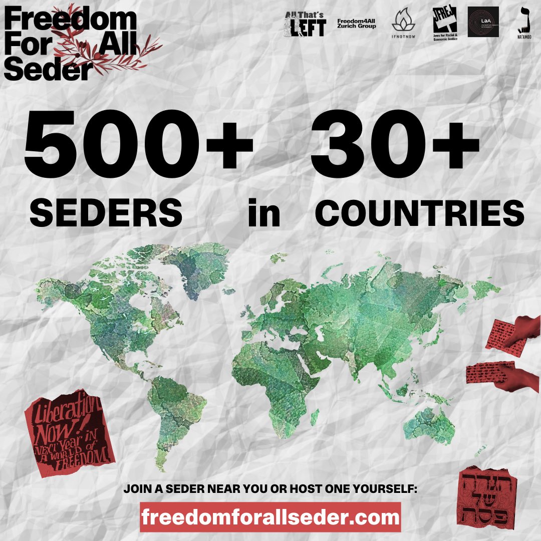 This Passover, join thousands of other Jews around the world in recommitting ourselves to fighting for collective liberation for Jews, Palestinians, and all people.  Find a Freedom For All seder near you or download our Haggadah to host your own at freedomforallseder.com