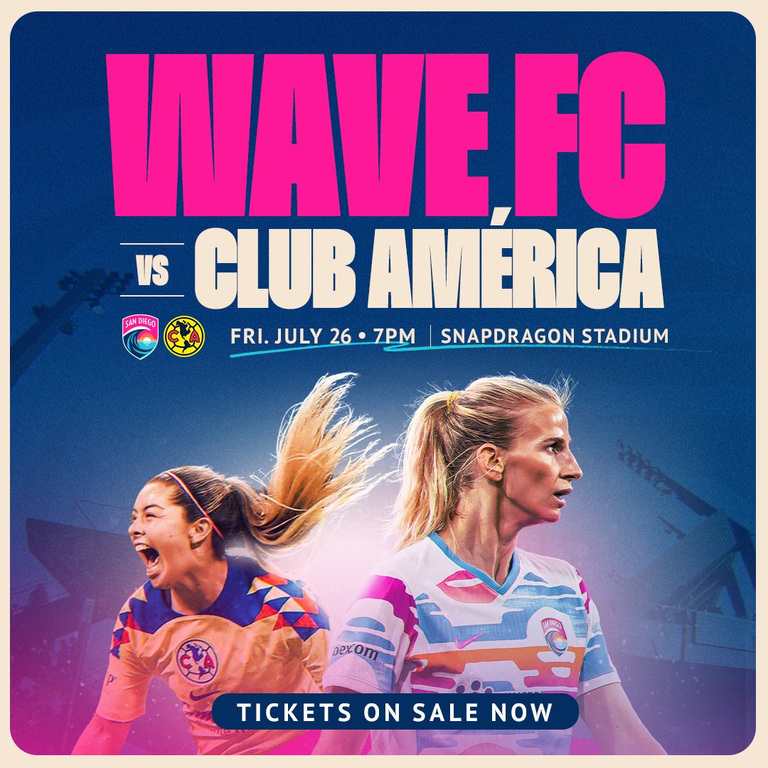 Tickets are ON SALE now for the first-ever @NWSL x LIGA MX Summer Cup! @sandiegowavefc will take on @AmericaFemenil at @Snapdragon Stadium on Friday, July 26! 🎟️: ticketmaster.com/event/0A006085…