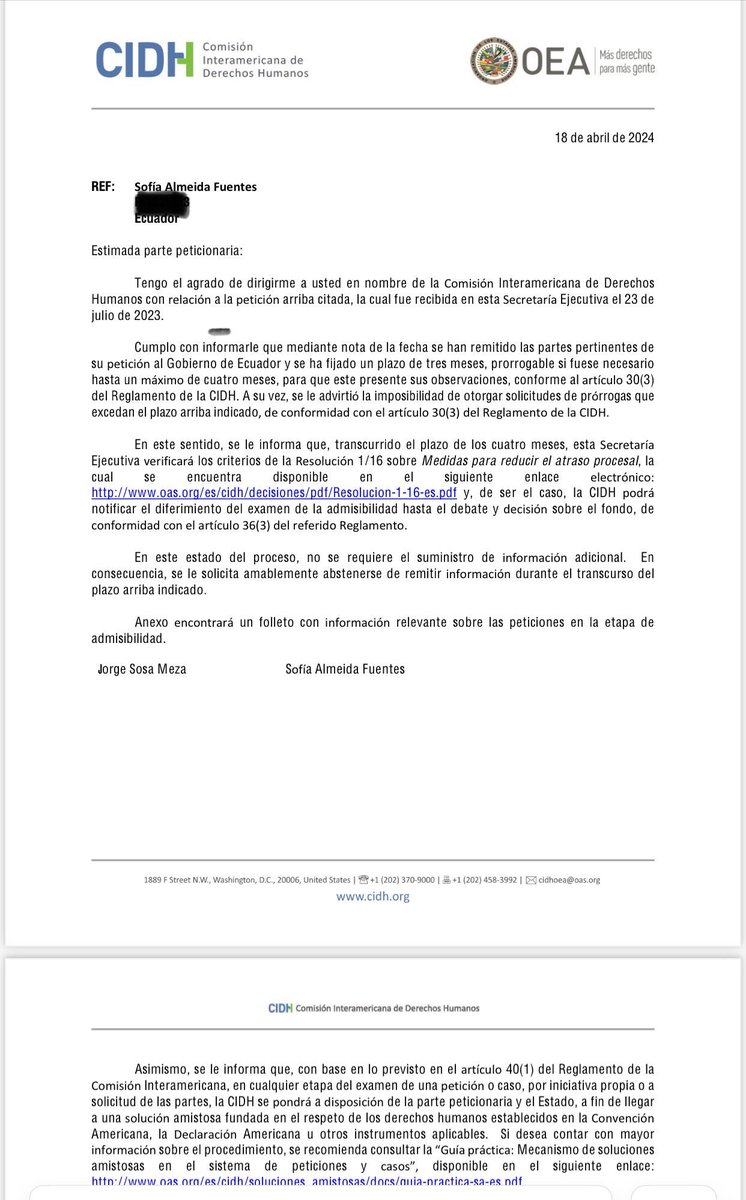 La expresidenta del CPCCS, <a href="/SofiaAlmeidaEc/">Sofía Almeida Fuentes</a>, ha anunciado que la Comisión Interamericana de Derechos Humanos ha aceptado su demanda contra el  Estado ecuatoriano, relacionada con su destitución de ese cargo por parte de la <a href="/CorteConstEcu/">Corte Constitucional</a>.