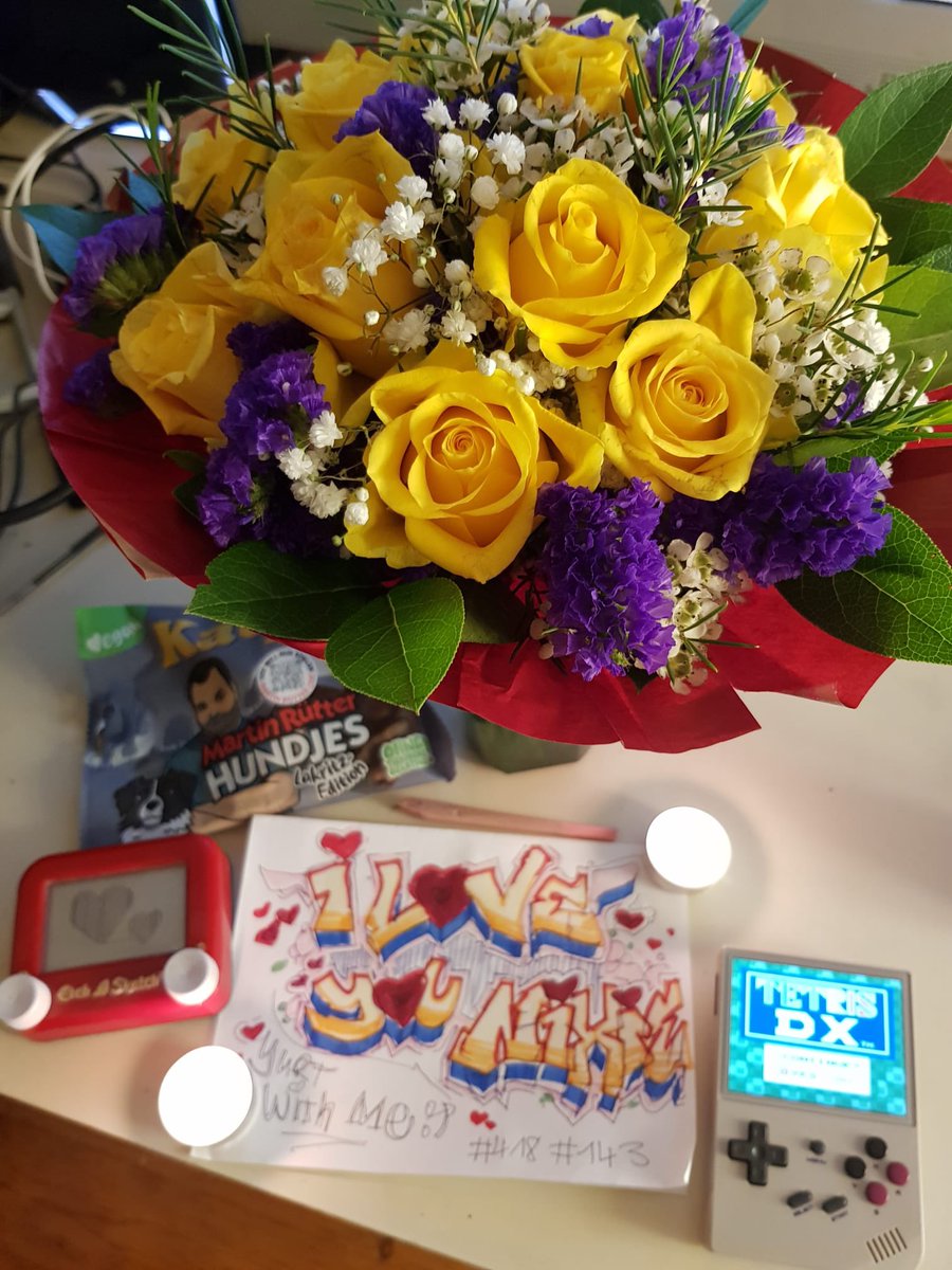 🥹 Baby found some Copic’s 😭 🥰 Awww… The card matches the flowers 🌺 🥹 I am so very spoiled and so very blessed… 😢 I love Yurting with you ⛺️ ☺️ You’re love is like nothing I’ve ever known… thank you so much, Prince Nerdy-Booms🙏🤓 ❤️ oh!! Tetris on the Gameboy?!🔥🔥I ❤️ U