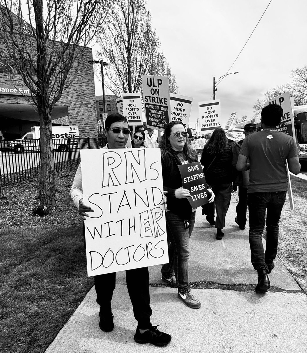ER Doctors, RNs, and PAs are sick of TeamHealth forcing sick, scared patients to wait hours to get help – and we’re with @SaveOurER as they go on ULP strike today at Ascension St. John in Detroit. @TakeMedBack