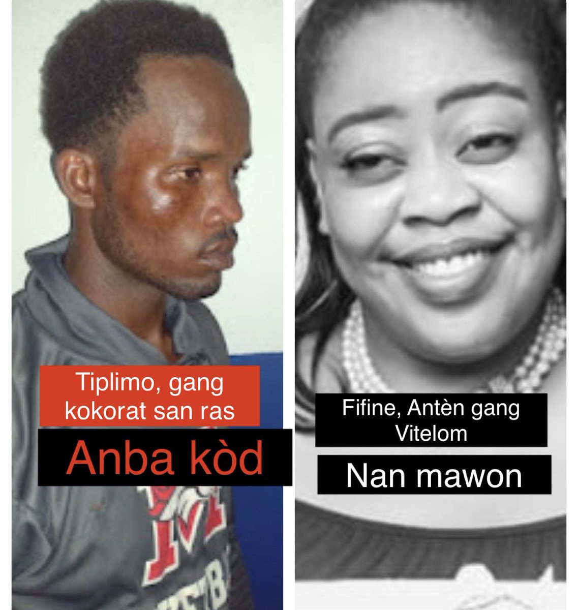 analyse_medias1's tweet photo. La PNH a arrêté ce mercredi,Lucien Nixon alias Ti Plimo,membre du gang KOKORAT SAN RAS. Tiplimo était accompagné de Fifine ainsi connu, membre actif du gang Kraze bariyè. Fifine,recherchée par la police pr son implication dans plusieurs cas de kidnapping a eu le temps de s’enfuir https://t.co/gTc0mTImXs