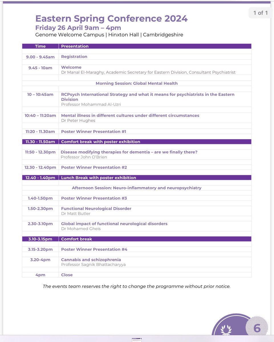 There is still time to register for the conference Great line up of speakers with variety of interesting topics @rcpsychEastern @rcpsych @aluzri1 @Kallur_Suresh