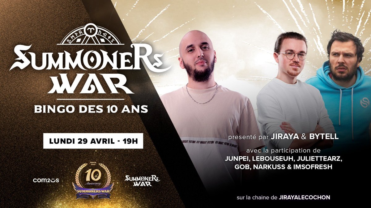 On découvre @summonerswar_FR avec @GoB_GG à l'occasion des 10ans du jeu ! Ça nous permet de nous préparer pour une soirée spéciale Bingo qui aura lieu le 29 avril ! Hésitez pas à DL le jeu: letsplaysw.co/Narkuss10ya Collaboration commerciale