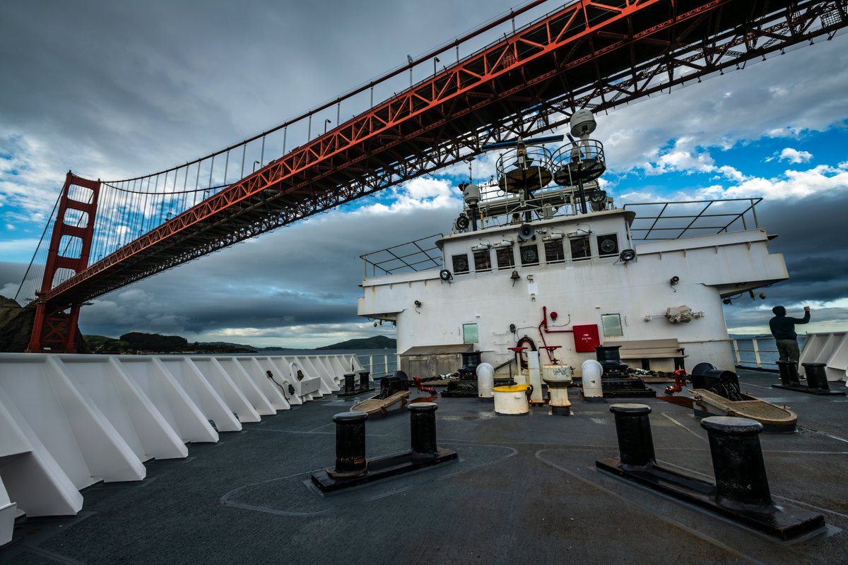 Saturday, #Okeanos Explorer left CA, steaming to HI where mapping operations will take place in 2024. #NOAAFleetWeek fact: Okeanos is operated, managed, & maintained by @NOAA_OMAO & is one of our most important tools in exploring the deep. [📷: Caitlin Bailey, @Discover_GFOE ]