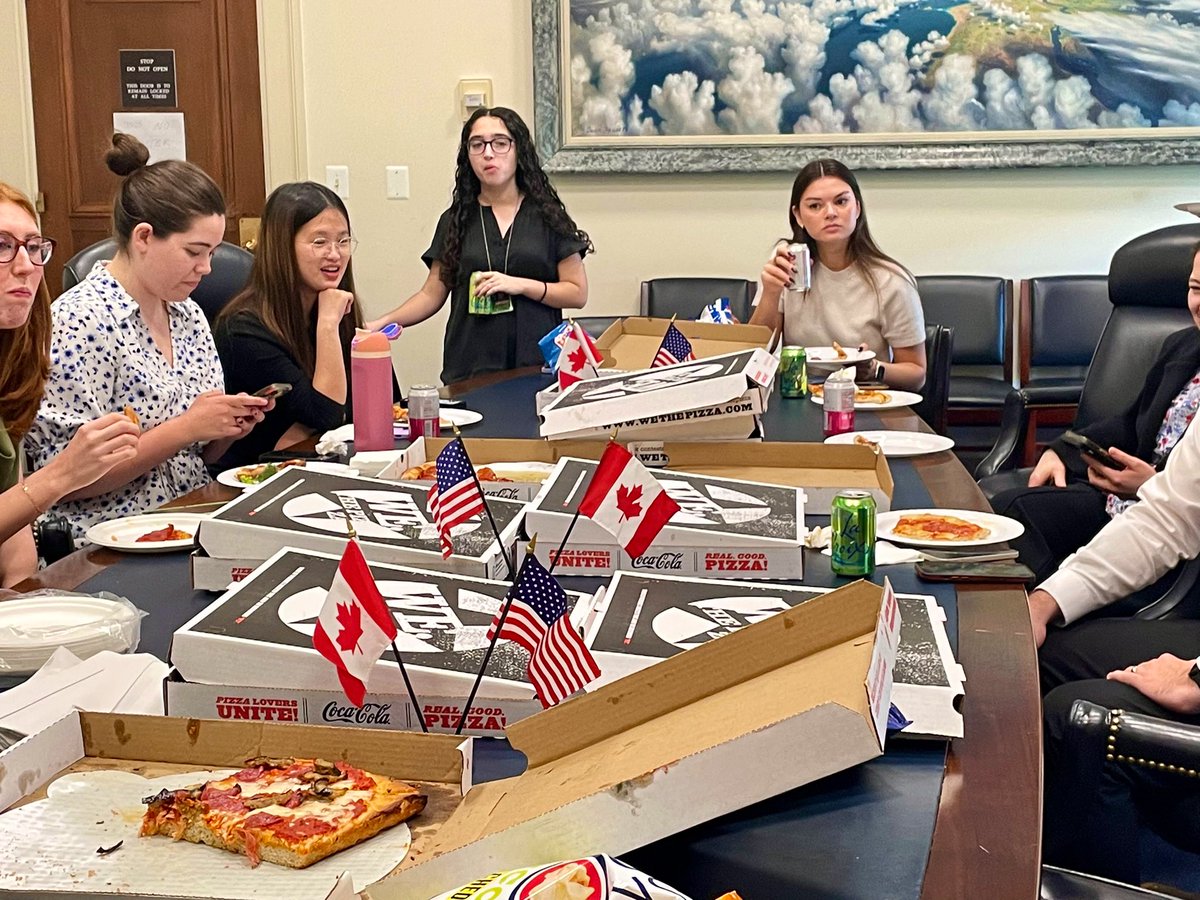 So fun to meet @michefowler and the congressional staff from the Office of @RepAdamSmith as well as friends from the House Armed Services Committee who won the Canadian-owned @WeThePizza lunch from our Canada Day on the Hill contest. Congratulations! #TeamCanadaUSA