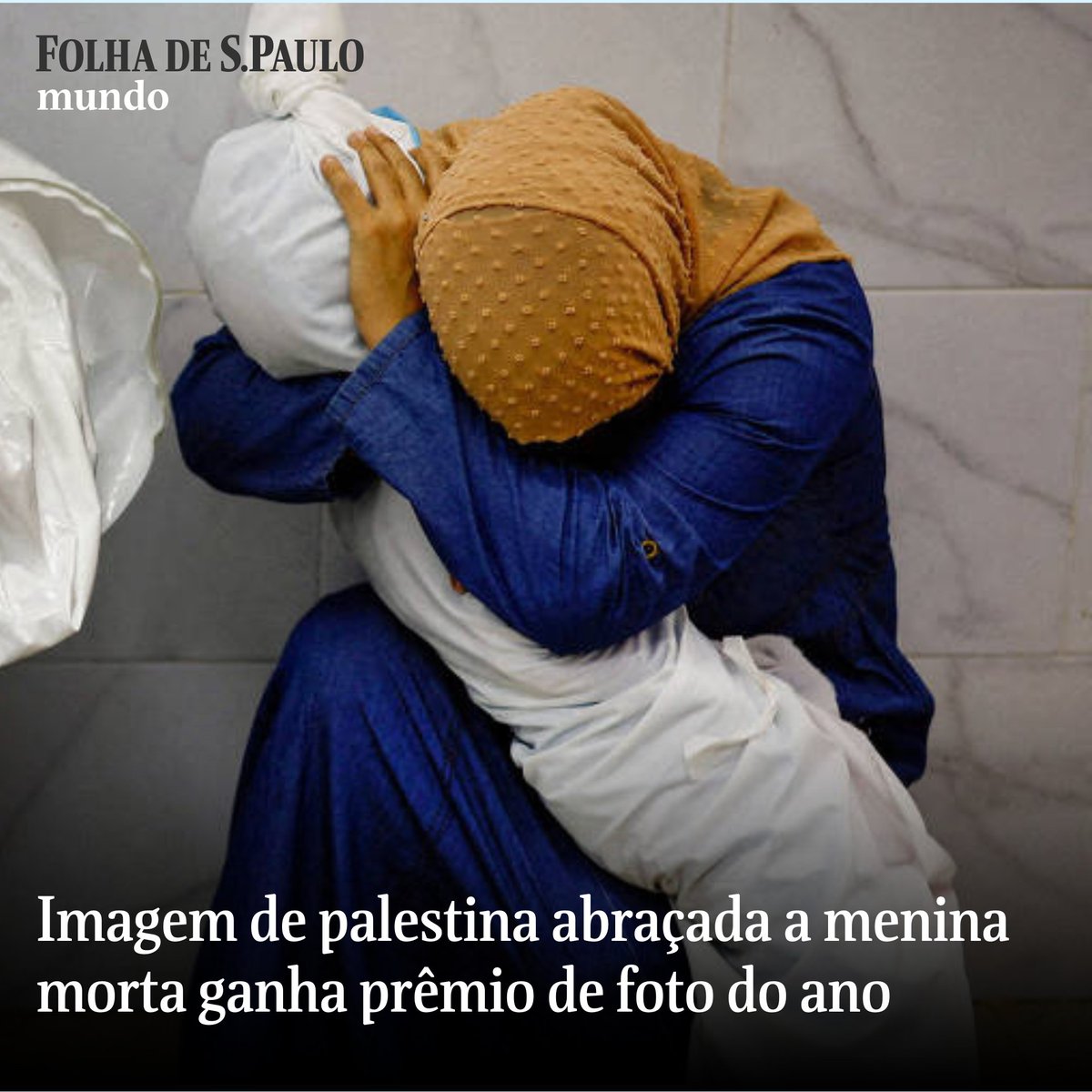 Imagem de palestina abraçada a menina morta ganha prêmio de foto do ano. Fotografia escolhida pelo World Press Photo mostra Inas Abu Maamar com sobrinha em necrotério na Faixa de Gaza. Leia em: mla.bs/87984452