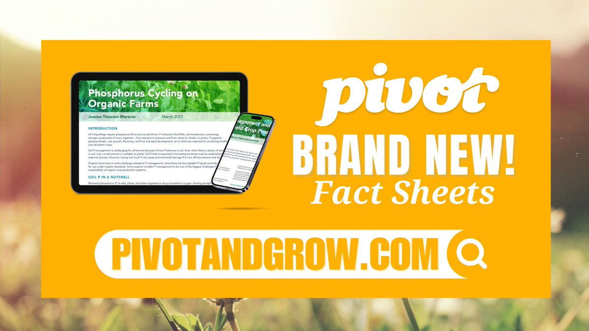 🌱Check out our brand-new fact sheets at Pivot and Grow! Whether you're an organic farmer looking to enhance soil health, optimize crop yields, or explore sustainable practices, our fact sheets provide the guidance you need. Check them out: pivotandgrow.com/category/fact-… #OrganicFarming