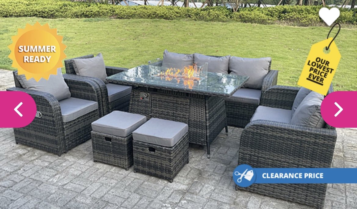 Get summer ready ☀️ with 66% OFF this stunning rattan garden furniture set with fire table 🔥 Check it out here ➡️ awin1.com/cread.php?awin…