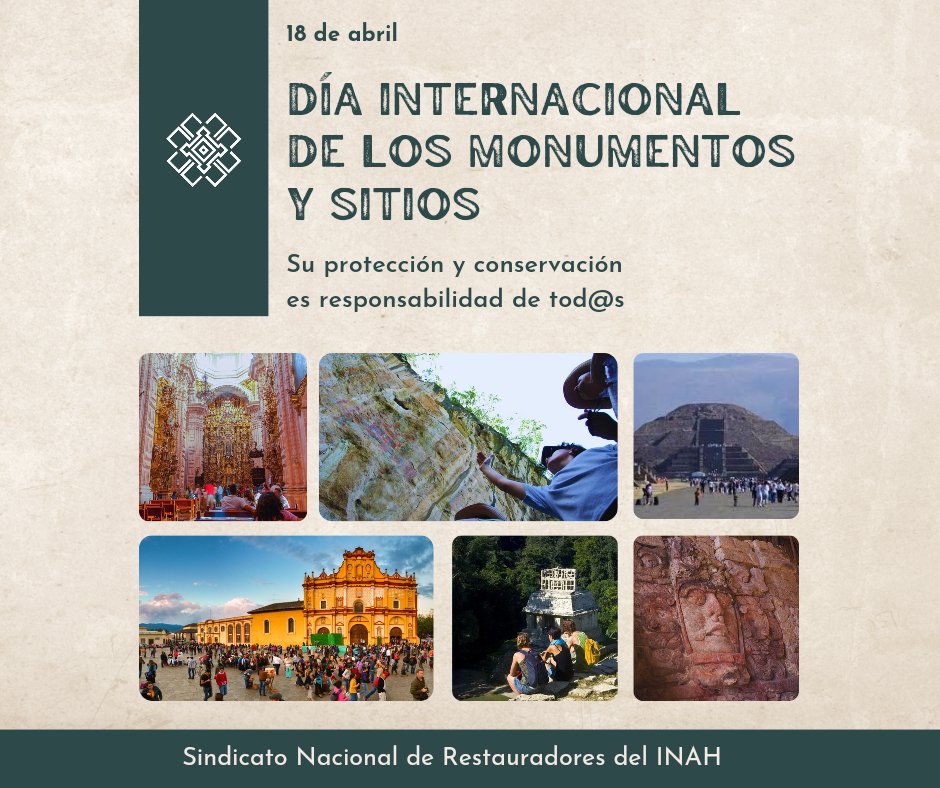 18 de abril
Día Internacional de los Monumentos y Sitios

#RestauraciónSINAR #HerenciasCulturales #MemoriaHistórica #ConservaciónYRestauración #ICOMOS #IDMS2024 #icomosidms2024