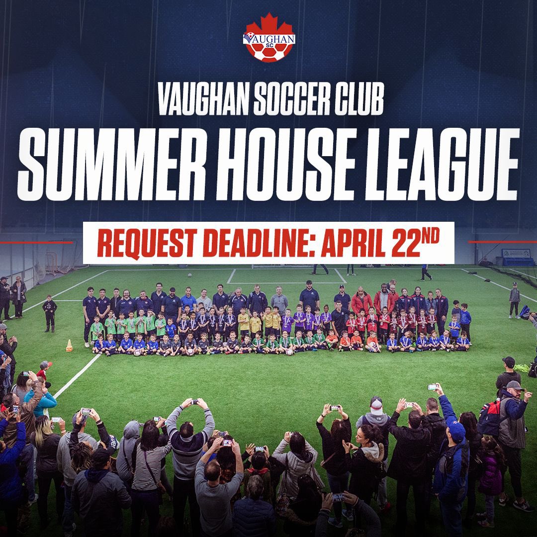 Calling all U3-U18 House League players! There is still time to secure your spot with a squad and have a fun, active summer! 👀 The request deadline is April 22! 🚨🚨🚨 The season runs from May 27 to August 18th 🗓️ Visit vaughansoccer.com/2020/03/12/hou… to register! 🔗 #WeAreVSC