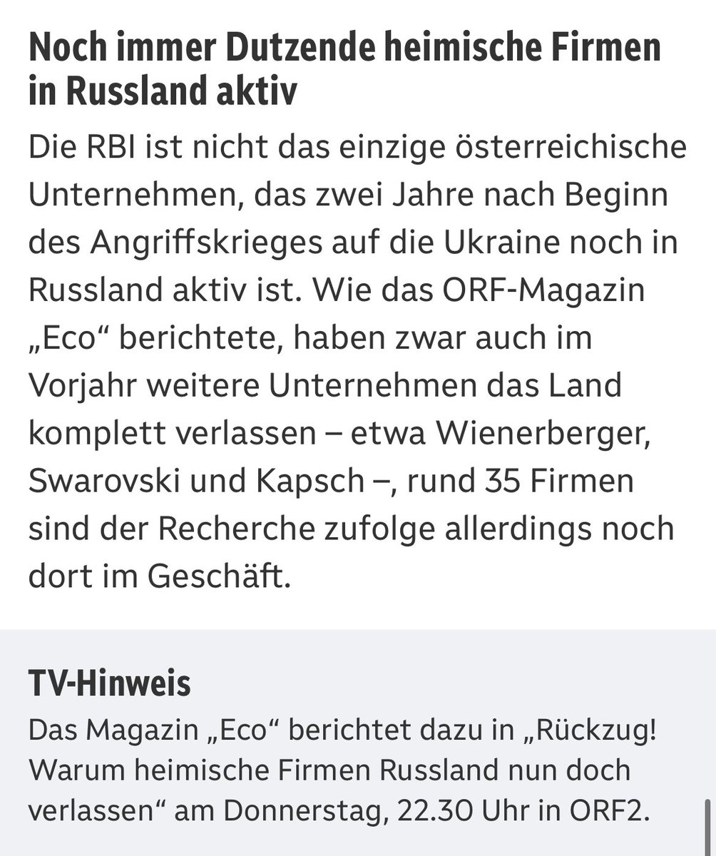 Neue Recherche zu Russland. Heute in #orfeco @emi_liedl @DieterBornemann