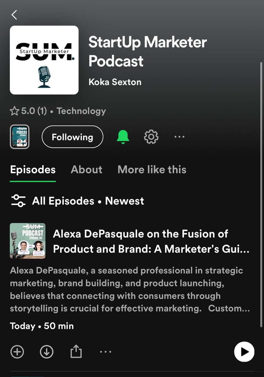 New episode of the StartUp Marketer podcast with ⁦@alexadpq⁩ talking about product, brand and the intersection for marketers. Head over to Spotify or iTunes to listen.