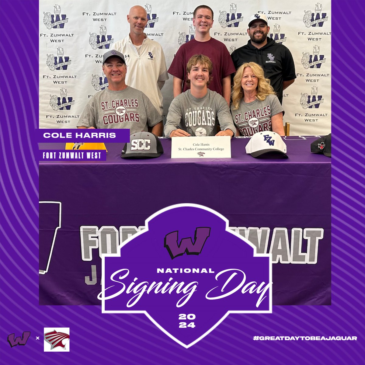 Congrats to Cole Harris on signing to continue his academic and athletic career at St. Charles Community College.  #greatdaytobeajaguar