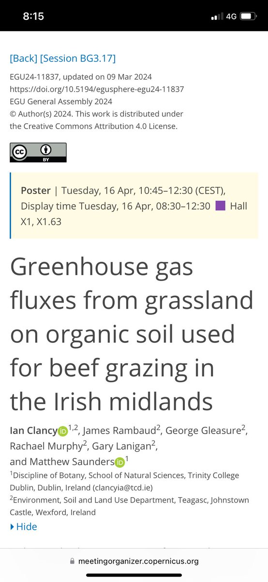 First @EuroGeosciences conference ✅. Some really great insights, discussions and advice from the poster session featuring my eddy covariance study measuring GHG dynamics grassland peat soils in my PhD. Onto the next one! #EGU24 @TCD_NatSci @TeagascEnviron