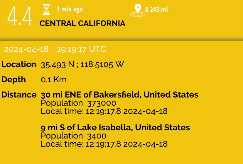Prelim M4.4 #earthquake hits Central California