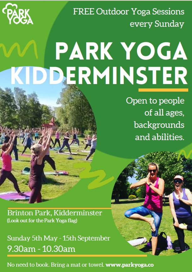📅Starting Sunday 5th May 📍Brinton Park, Kidderminster 🕤9:30am-10:30am No need to book! Just bring a mat or towel with you. Open to all ages, abilities and backgrounds. Very excited to be supporting the first ever Park Yoga🧘‍♂️