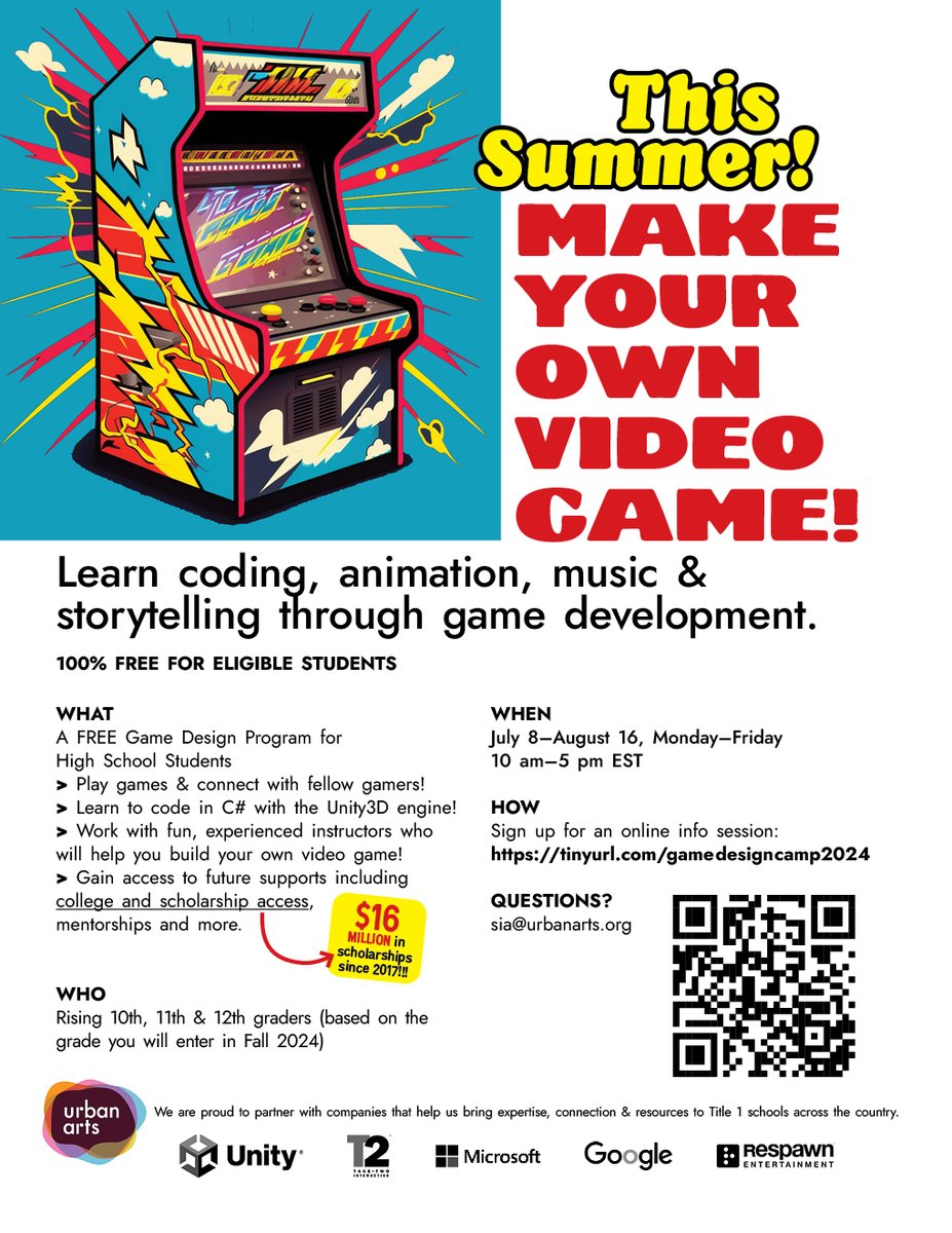 @learningdrive if youve got pals in HS spread the word! we teach compsci to underrepresented students thru game 👾 design—it works! our summer camp is both FREE to qualified youth (➕ lunch & MetroCards) & PHENOMENAL check us out urbanarts.org