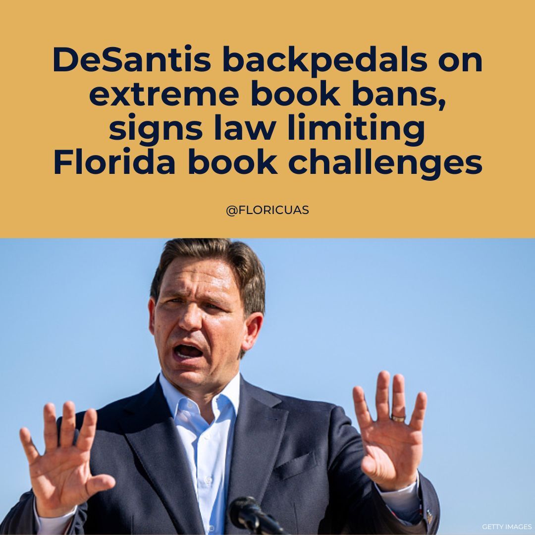 Florida residents who don’t have children attending school will only be able to challenge one book title per month in local K-12 libraries, under a new law signed by Gov. Ron DeSantis on Tuesday.