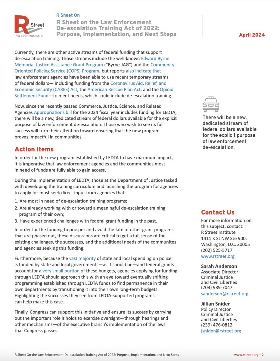 Check out my newest explainer for @RSI on law enforcement #deescalation training and the things that the federal government must consider as it makes funds available to agencies for programs under #LEDTA: bit.ly/4aF5WXh @JohnCornyn @SenWhitehouse