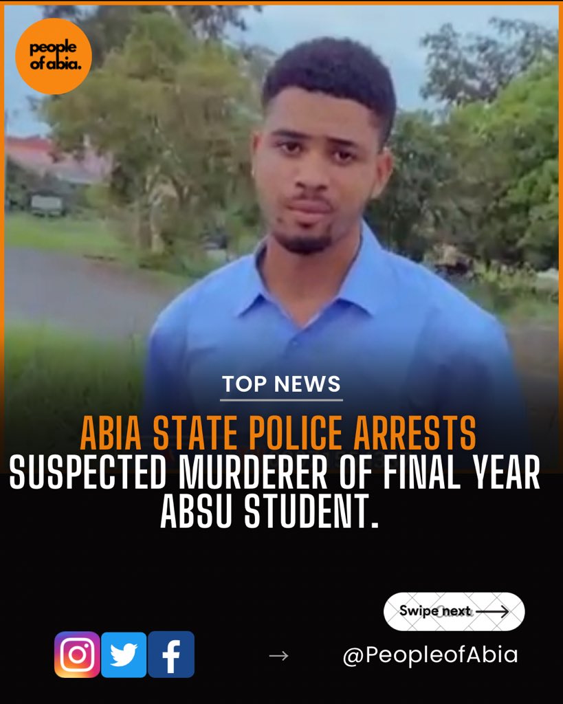 Abia State Police Arrests suspected Murderer of Final Year ABSU student in a cult clash. Read More: instagram.com/p/C56gvCAtwJI/…