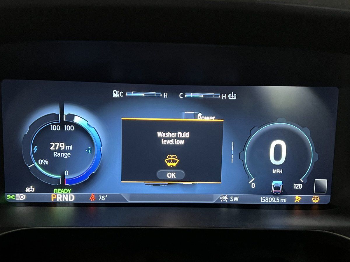 Got my first maintenance notification in my Lightning today. Not bad for almost 16,000 miles in 8 months of ownership. If it were a traditional ICE, that would have been 3 or 4 oil changes and probably an air filter with how often I’m on dusty job sites.