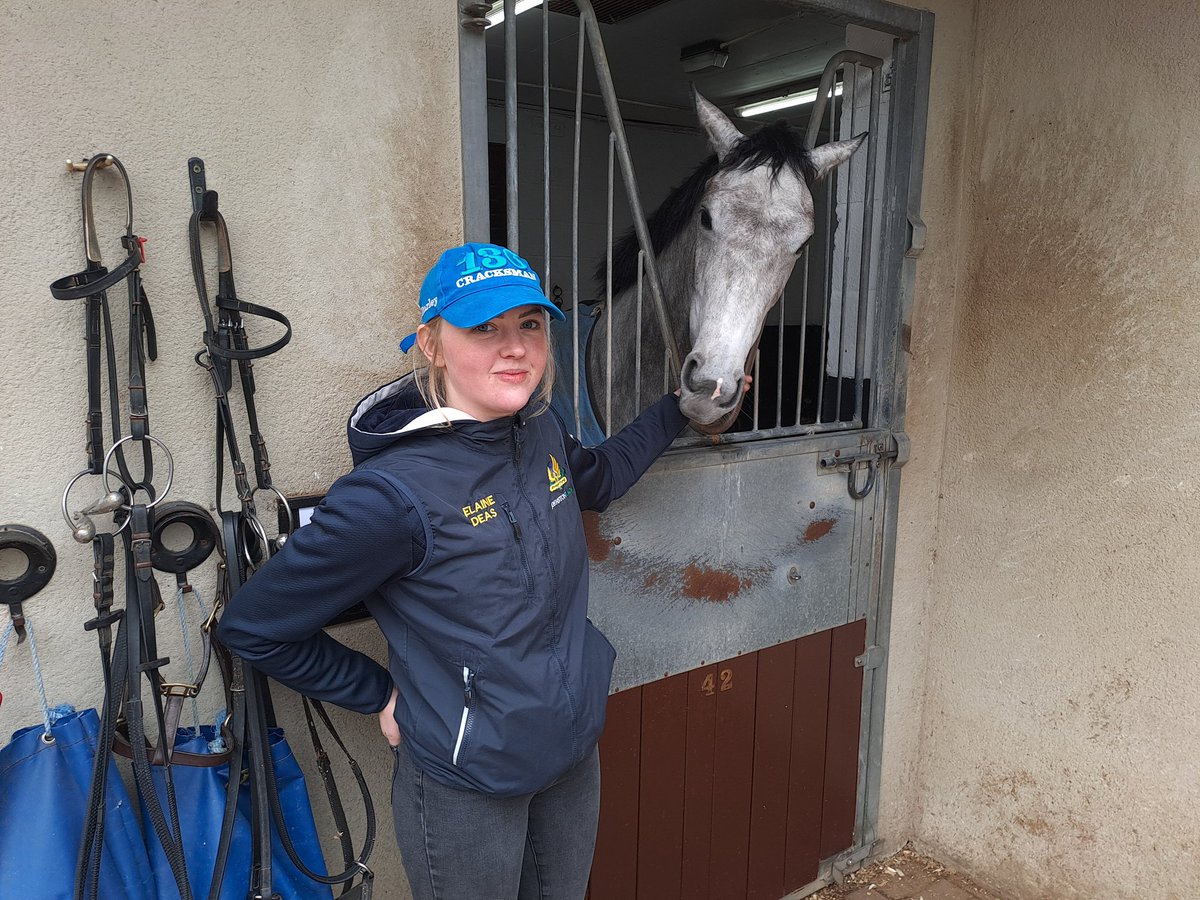 Big Shout Out and Well done to Elaine Deas, who today finished her 1st Year as Yard Manager😀👍 @Johnston_Racing , here is to many more, Best wishes Mum and Dad👏👏#johnstonracing #dreamjob