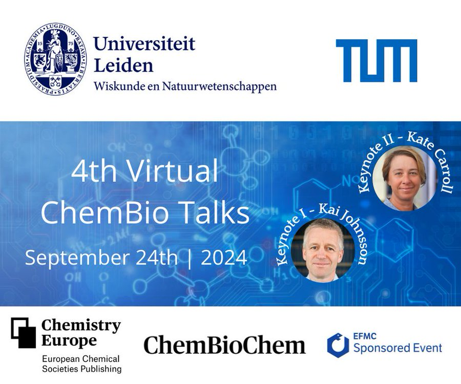 Get ready for 2024 Virtual @ChemBioTalks ! Fantastic opportunity for #PhD and #postdoc to share your research on a global platform. Applications due July 31st, 2024 #chembiol #chemicalprobes #chemicalproteomics …mistry-europe.onlinelibrary.wiley.com/hub/journal/14…