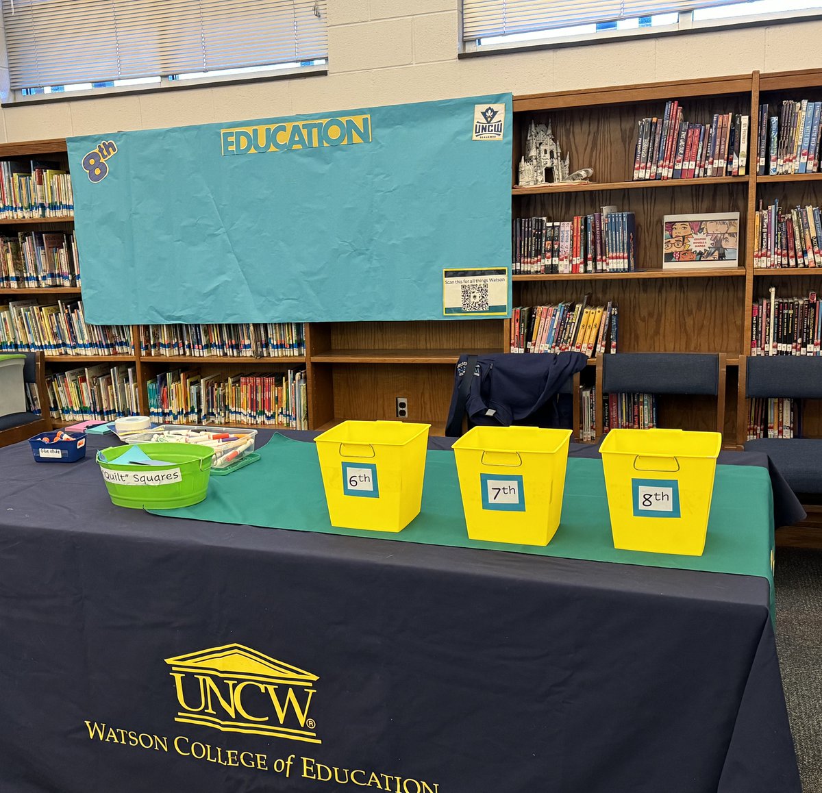 Traci Bellas and Melissa Wittman were on hand to promote careers in teaching at Swansboro Middle School’s Career Day on April 12. @SBMSPIRATES #ItBeginsWithNewTeachers