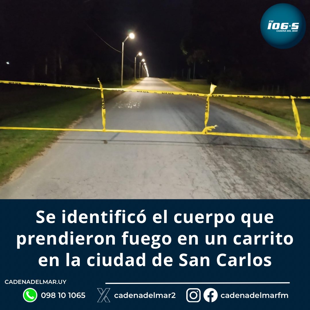 El 12 de abril se halló un cuerpo en la zona Zanja de Chávez, entre ruta 9 y Tenerife de la Ciudad de San Carlos. 📰 cadenadelmar.uy/policiales/se-…