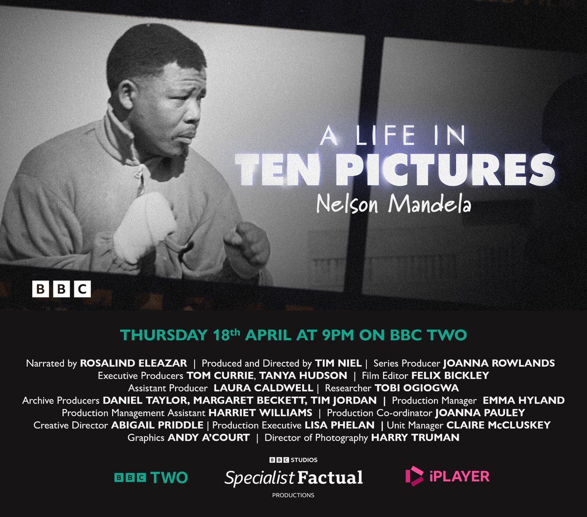 ‘Another gripping instalment of this excellent series’ The Telegraph
★ ★ ★ ★ The Mail on Sunday 
9pm <a href="/BBCTwo/">BBC Two</a> tonight and BBC iPlayer. Nelson Mandela: A Life in Ten Pictures. Tonight’s film directed by Tim Neil, AP’d by Laura Caldwell, edited by Felix Buckley