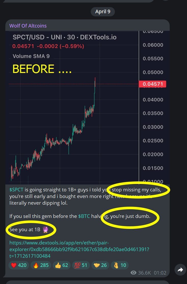 The_Dawg_Truth's tweet photo. #wolfofaltshit where are you 👀👀👀
come baby boy we need you
$spct #spectrachain
Tag him and expose his scheme in the comments https://t.co/N0hGt0PdQA